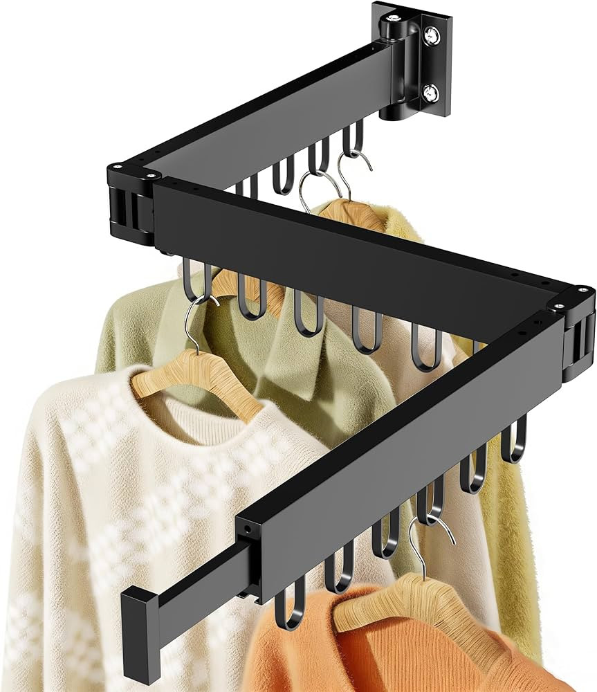 JAUREE Clothes Drying Rack Wall Mounted, Space-Saving Drying Rack Clothing, Collapsible Foldable ... | Amazon (US)