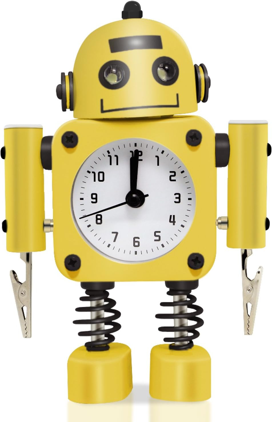 Betus Non-Ticking Robot Alarm Clock Stainless Metal - Wake-up Clock with Flashing Eye Lights and ... | Amazon (US)