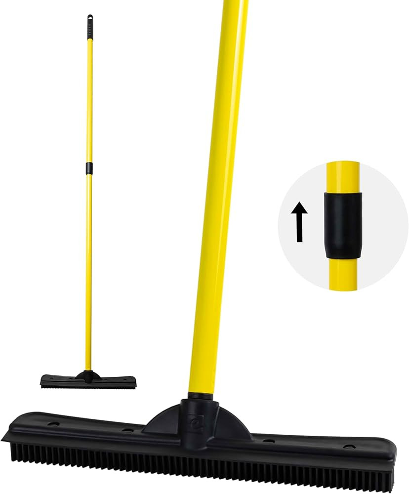 FURemover Original Pet Hair Rubber Broom with Squeegee, with 58" Telescopic Handle for Carpet, Ti... | Amazon (US)