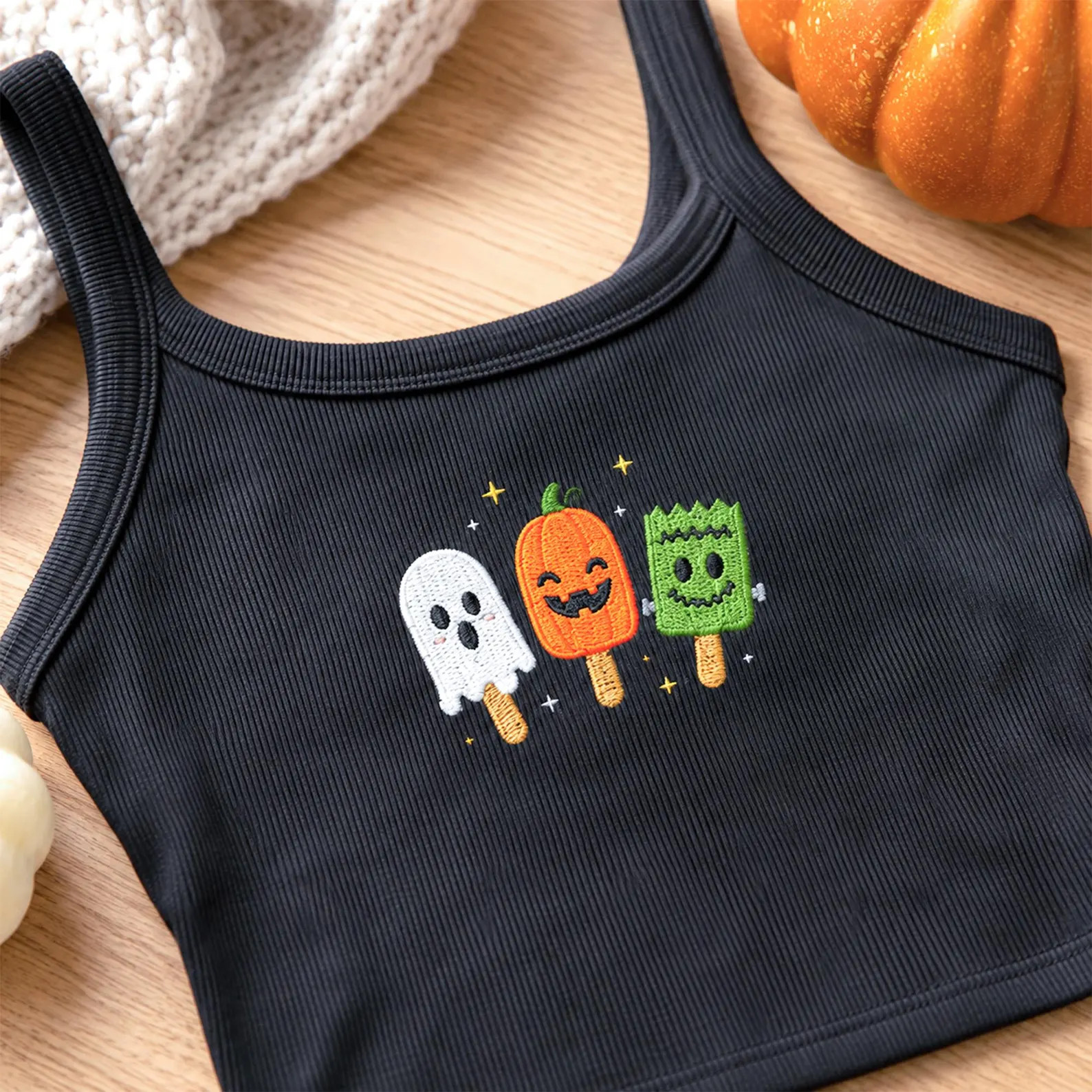 Embroidered Halloween Tank Top Women - Scary Popsicle Shirt - Spooky Season Crop Tank - Halloween... | Etsy (Global)