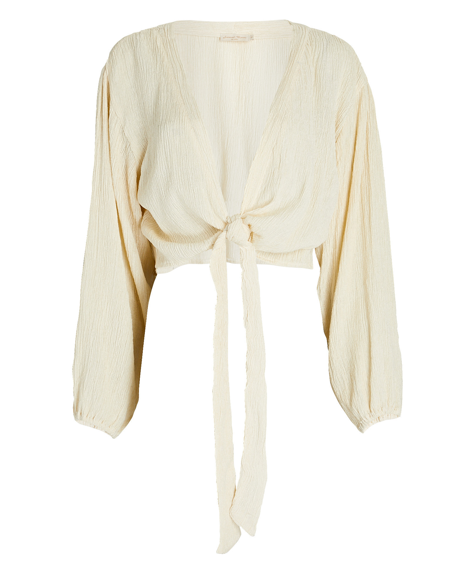 Savannah Morrow Catori Tie-Front Gauze Crop Top, Ivory M | INTERMIX