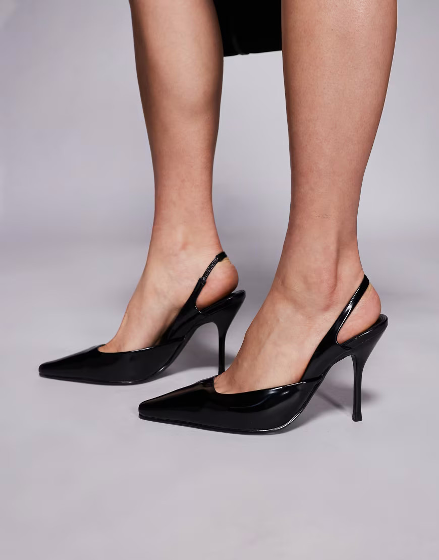 Simmi London Darcia pointed slingback heeled shoes in black | ASOS (Global)