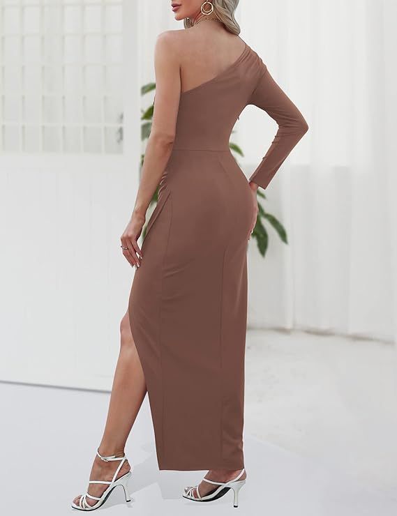 Sarin Mathews Womens One Shoulder Long Sleeve Cocktail Dresses Sexy Bodycon Ruched Wrap Split Par... | Amazon (US)