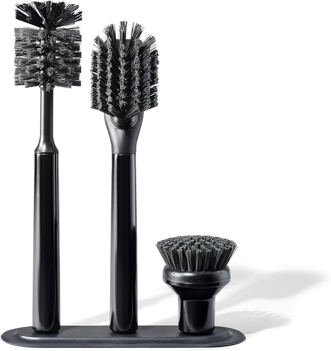 Ionic Brush Set, Magnetized to Stand Upright, Stainless Steel with Replaceable Heads, Onyx/Black | Amazon (US)