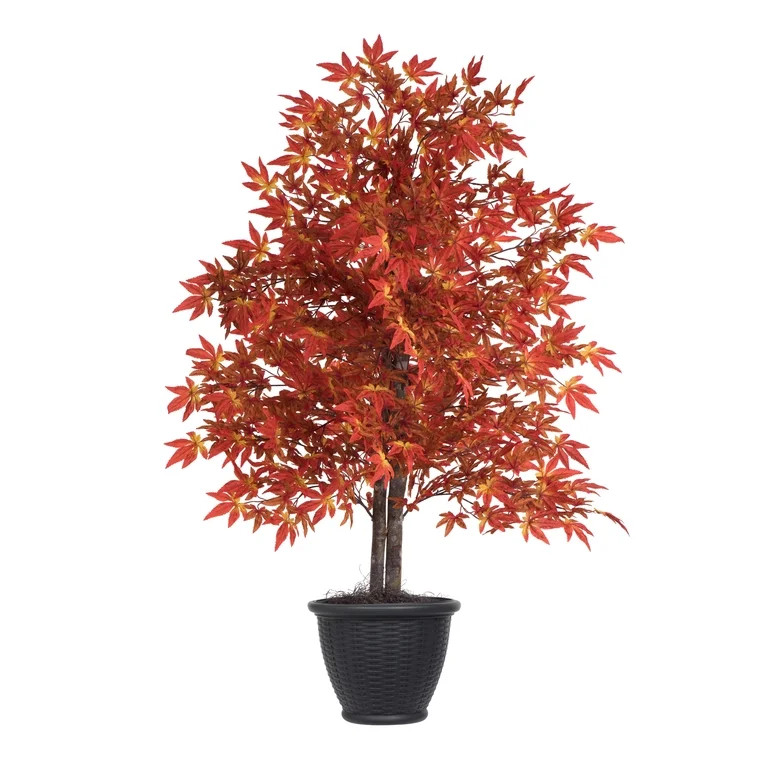 Vickerman 4' Artificial Orange Maple Bush, Gray Round Plastic Container. | Walmart (US)