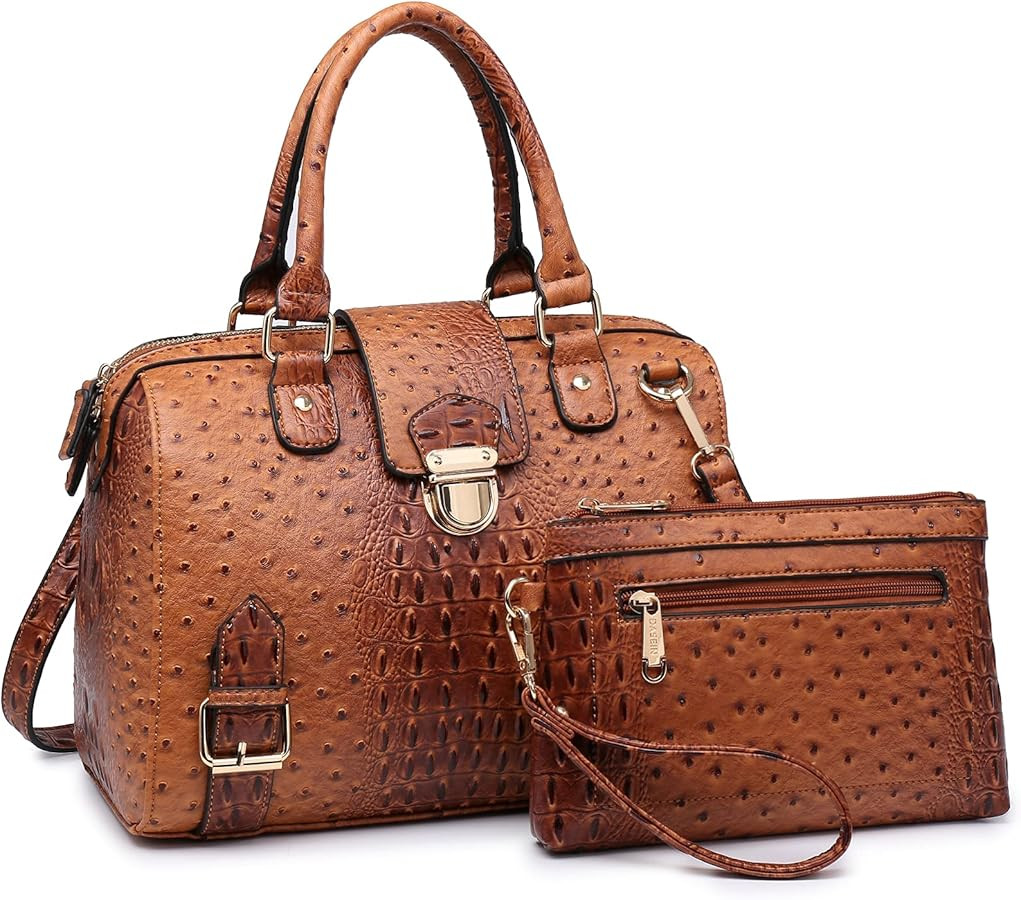 Dasein Women Barrel Handbags Fashion Satchel Bags Top Handle Shoulder Purses Vegan Leather Work T... | Amazon (US)