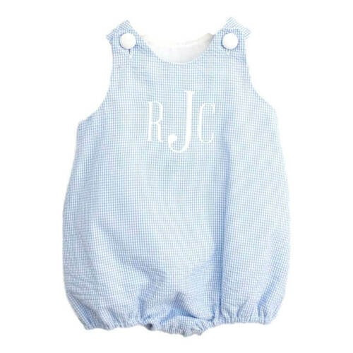 Blue Seersucker Boys Bubble - Shipping Late May | Cecil and Lou