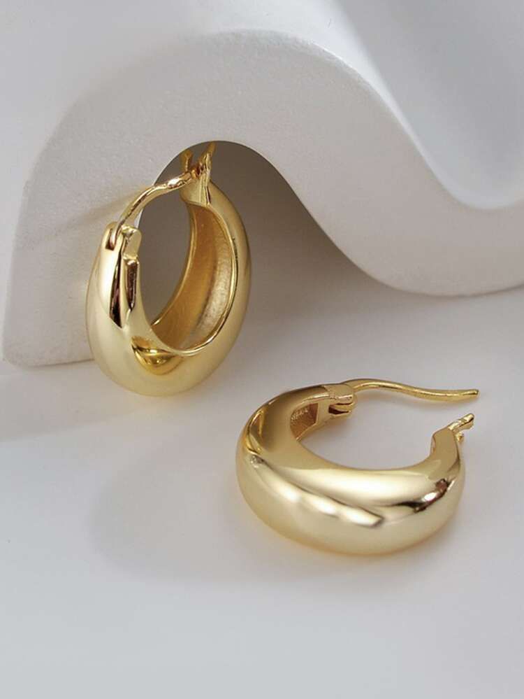 18K Gold Plated Minimalist Hoop Earrings | SHEIN