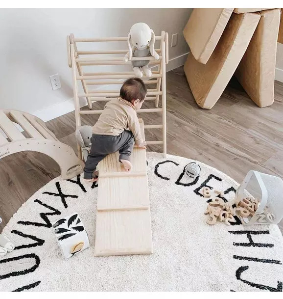 Washable Rug ABC Natural - Black | Janie and Jack