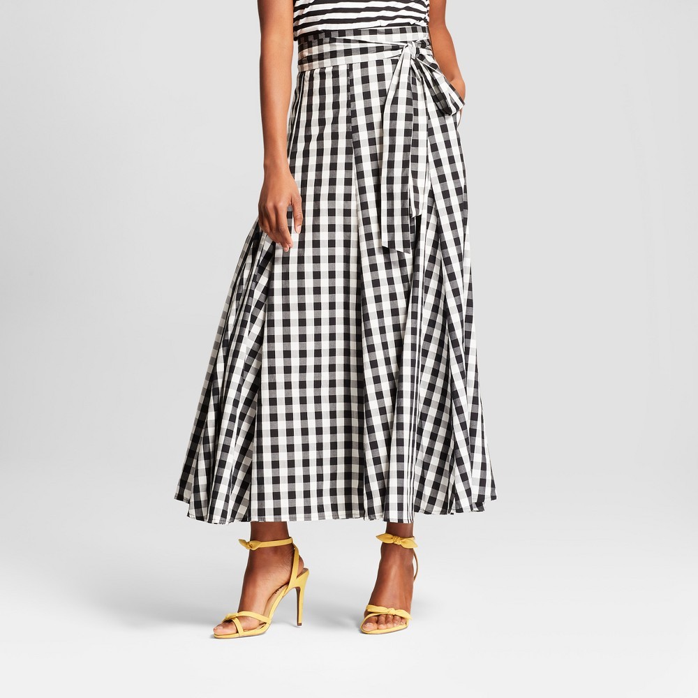 Women's Gingham Belted Midi Skirt - Who What Wear Black 8, Black Gingham | Target