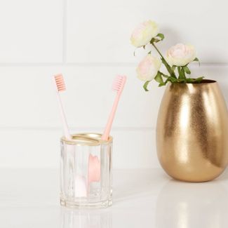 Fluted Glass Solid Toothbrush Holder Clear - Threshold™ | Target