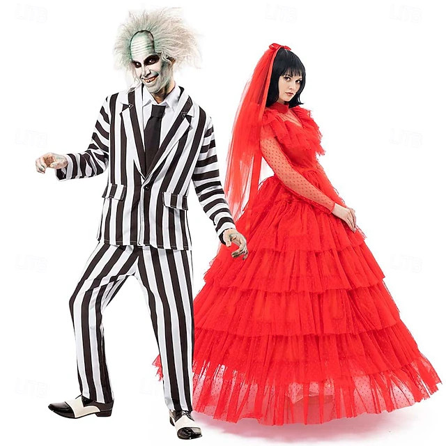 Dress Fancy Costume Halloween Group Couples Costumes Ghost Bride Lydia Deetz Beetlejuice Horror M... | Lightinthebox