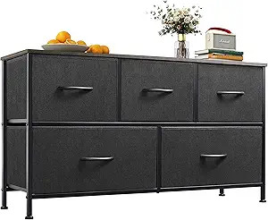 WLIVE Dresser for Bedroom with 5 Drawers, Wide Chest of Drawers, Fabric Dresser, Storage Organize... | Amazon (US)