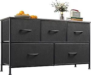 WLIVE Dresser for Bedroom with 5 Drawers, Wide Chest of Drawers, Fabric Dresser, Storage Organize... | Amazon (US)