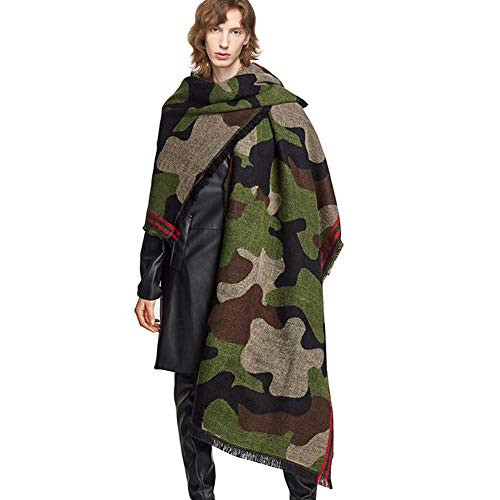 Echolife Cashmere Wool Camouflage Scarf Poncho Pashmina Shawl and Wrap for Women (Green) | Amazon (US)