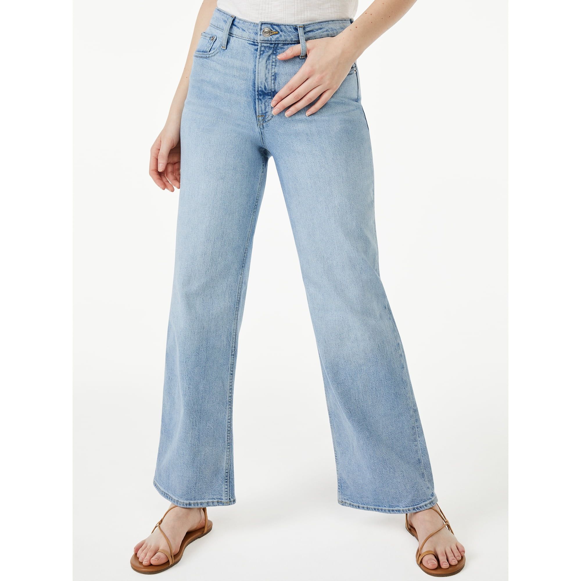 Free Assembly - Free Assembly Women's High Rise 70's Wide Leg Straight Jeans - Walmart.com | Walmart (US)