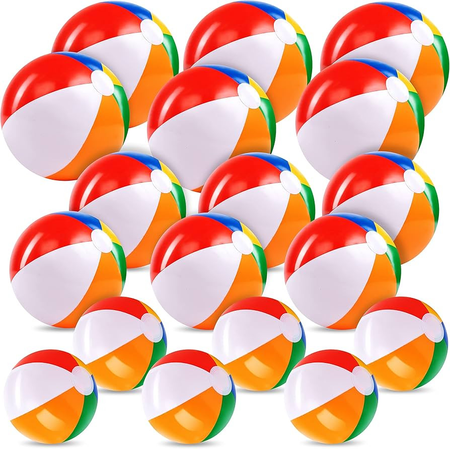 JOYIN Rainbow Beach Balls(18 Pack), Inflatable Swimming Pool Toys for Summer Water Games Kids Bir... | Amazon (US)