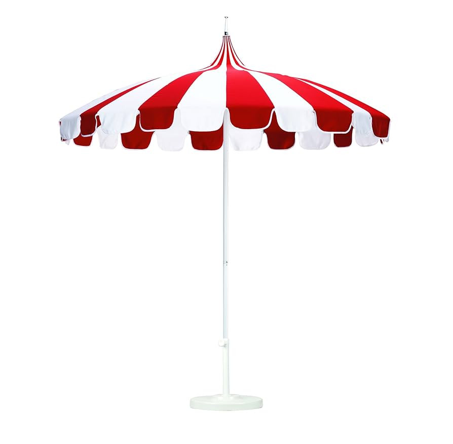 California Umbrella 8.5' Rd. Pagoda Style Patio Umbrella, White Pole, Red/Natural | Amazon (US)
