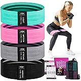 4 Fabric Booty Exercise Bands for Women & Men - Glute, Hip & Thigh Resistance Bands with Workout Guide | Amazon (US)