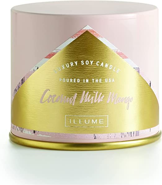 ILLUME Coconut Milk Mango Soy Candle, Vanity Tin, Pink, 11.8 oz. | Amazon (US)