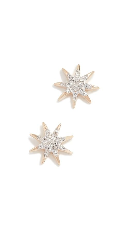 Adina Reyter 14k Gold Solid Pave Starburst Earrings | SHOPBOP | Shopbop