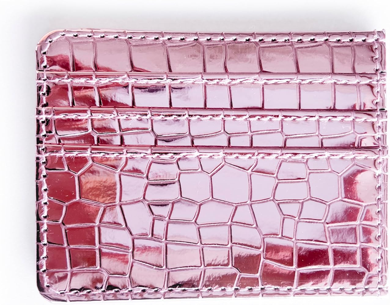 Super Shiny Slim Credit Card Holder Mini Front Pocket Wallet in Mirror Metallic Faux Crocodile pa... | Amazon (US)