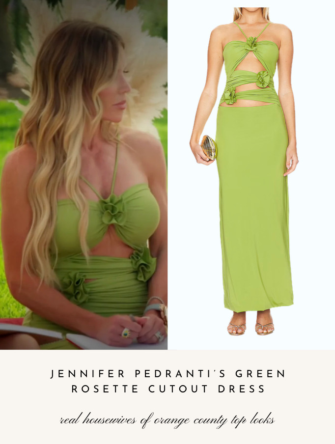 Jennifer Pedranti's Green Rosette Cutout Dress 

 