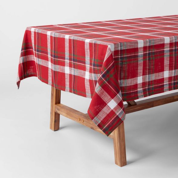 Cotton Multi-Plaid Tablecover Red - Threshold™ | Target