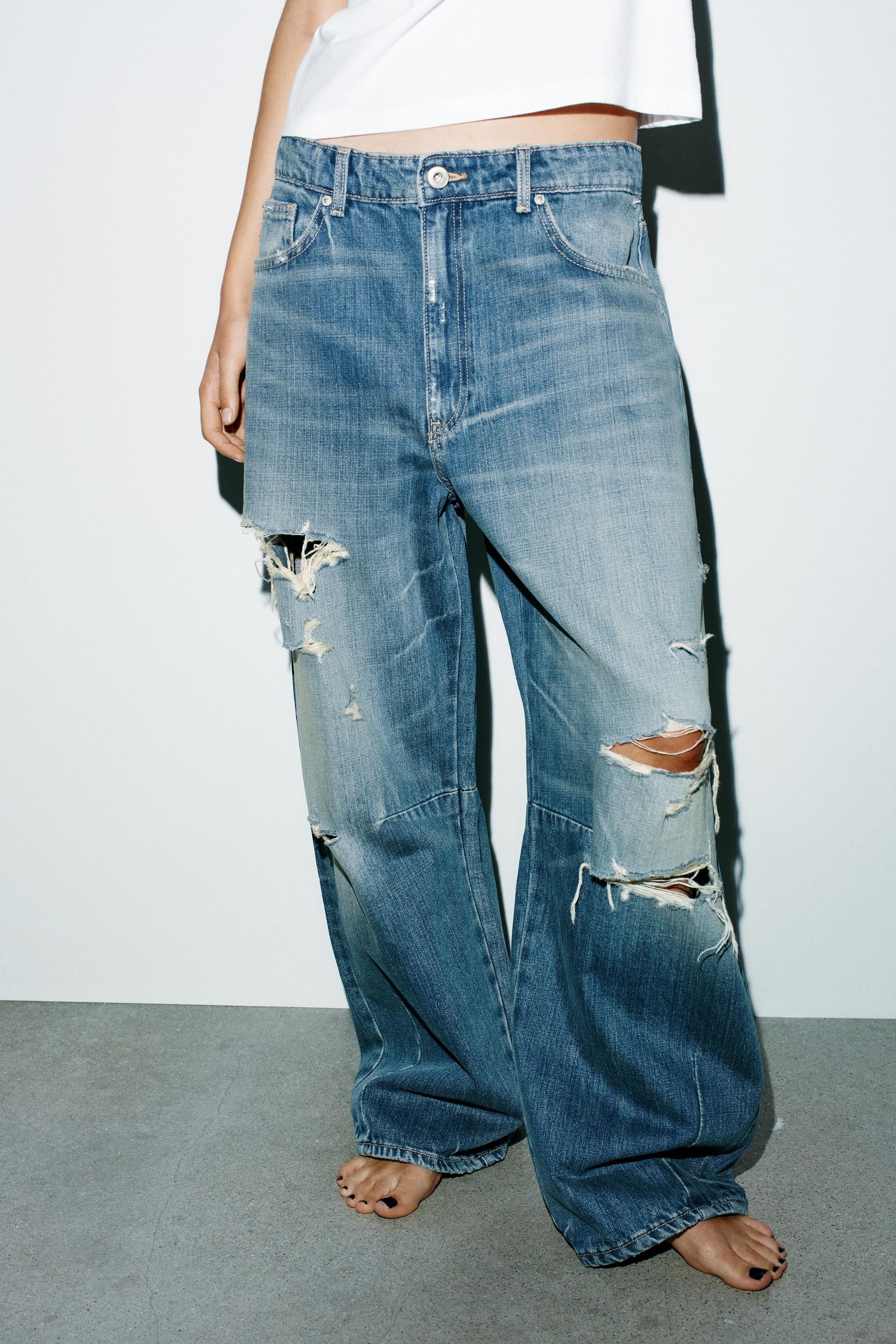 TRF MID-RISE BAGGY BALLOON JEANS | Zara US
