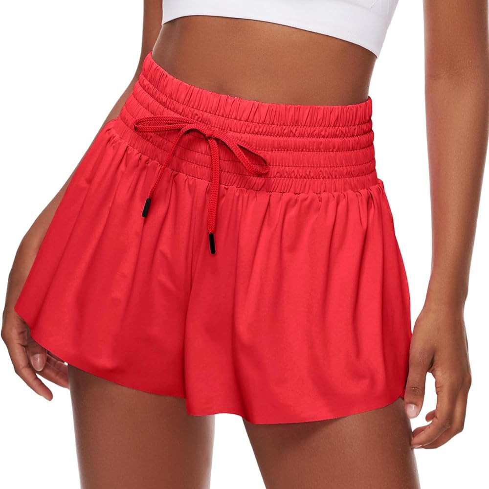 Women Flowy Athletic Shorts,2 in 1 High Waisted Running Shorts with Pocket Yoga Workout Casual We... | Amazon (US)