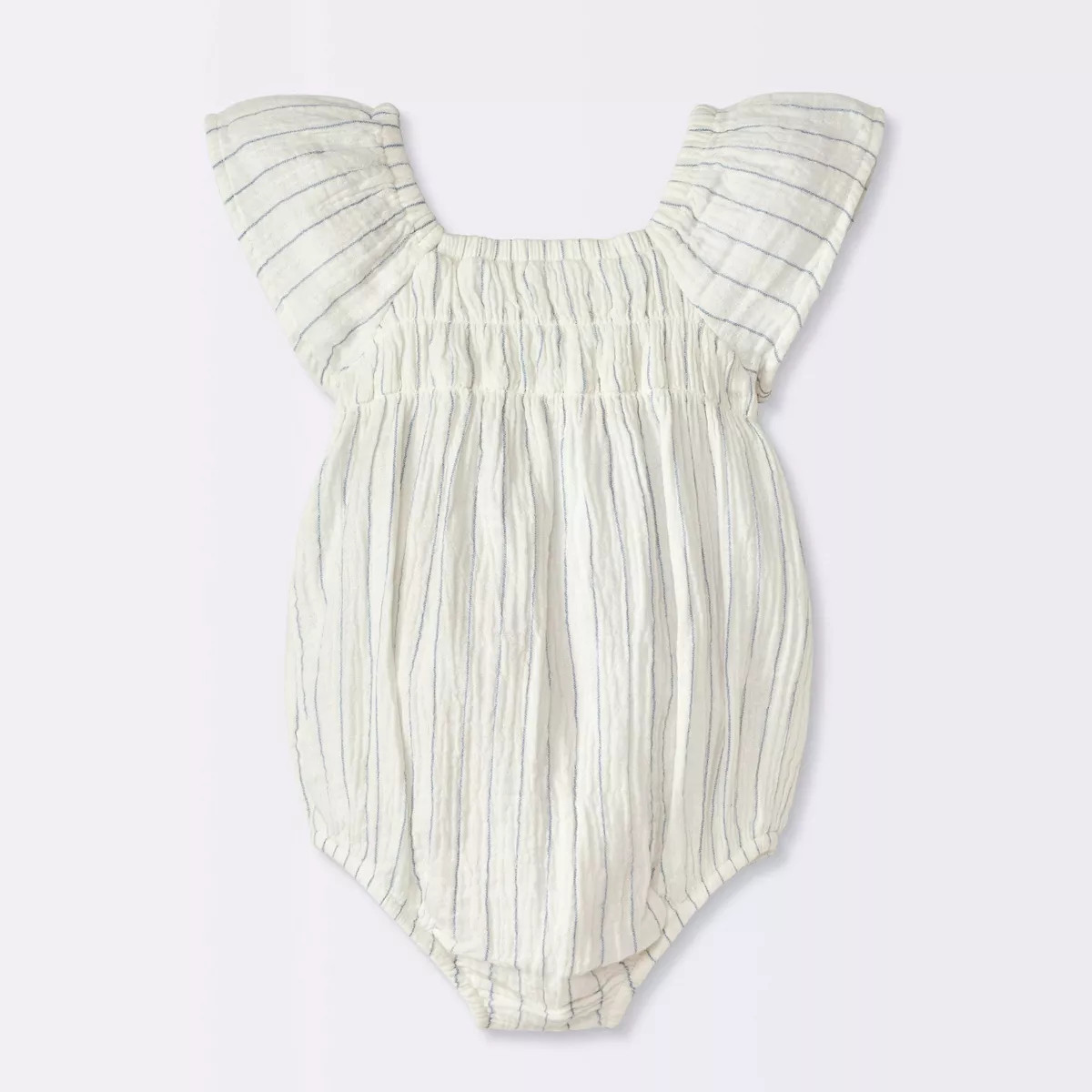 Baby Girls' Striped Puff Sleeve Romper - Cloud Island™ Cream Newborn | Target