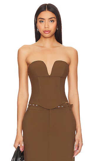Jordana Corset Top in Muted Olive | Revolve Clothing (Global)