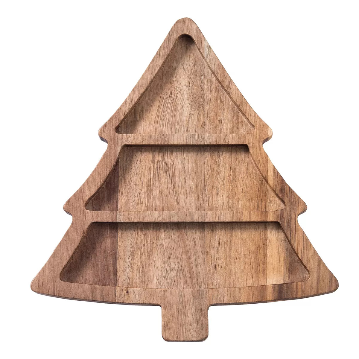 Transpac Wood 9.25 in. Brown Christmas Tree Serving Platter | Target