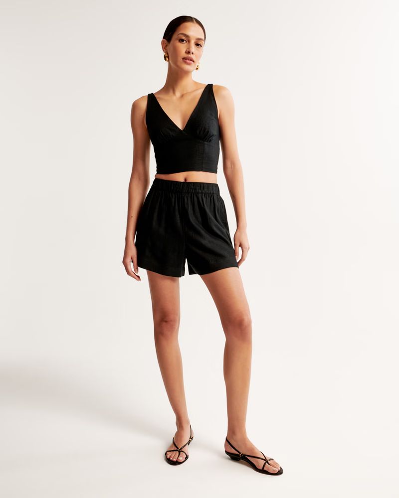 Women's Linen-Blend Pull-On Short | Women's New Arrivals | Abercrombie.com | Abercrombie & Fitch (UK)