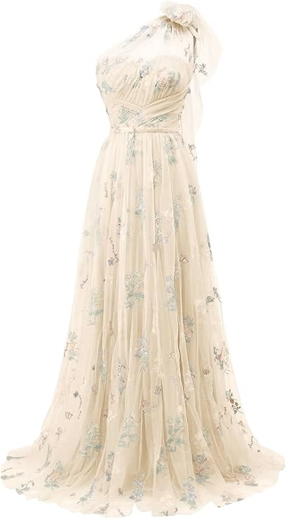 Tulle Prom Dresses Flower Embroidery A-Line Long Evening Party Gowns for Women Formal 2025 | Amazon (US)