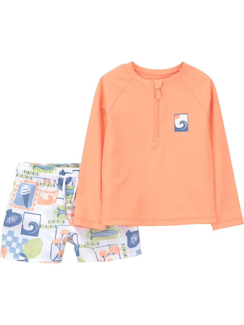 Carter's Child of Mine Toddler Boy Rash Guard Swimsuit Set, 2-Piece, Sizes 12M-5T | Walmart (US)