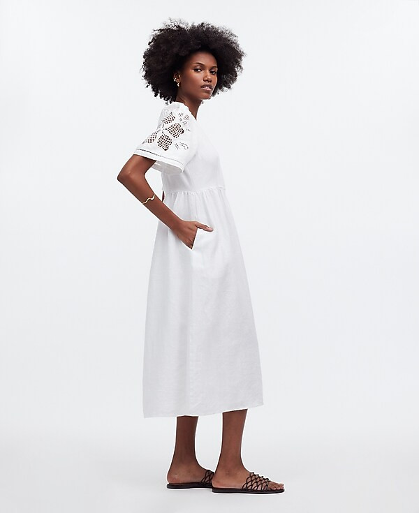 Cassie Button-Front Midi Dress in Linen | Madewell | Madewell