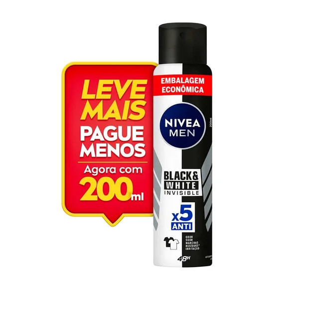 Desodorante Nive Men Black&White Invisible 48h Antitranspirante Masculino Aeroso... | Drogasil (BR)