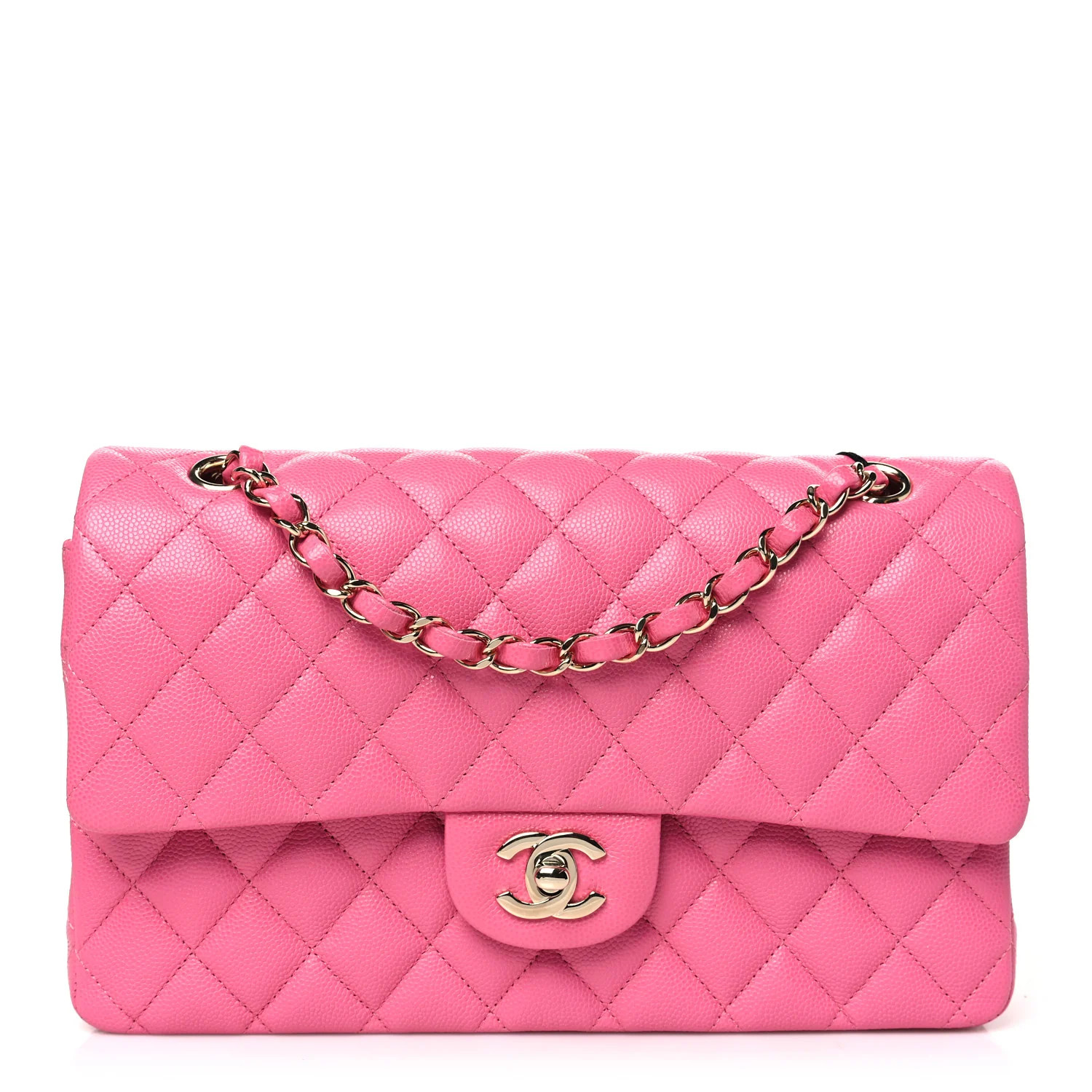 Caviar Quilted Medium Double Flap Pink | FASHIONPHILE (US)