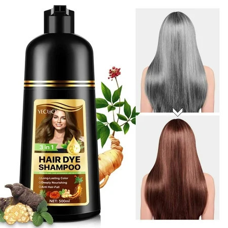 Yecuce Hair Dye Shampoo for Women & Men，Natural Plant (Dark Brown)500ml | Walmart (US)