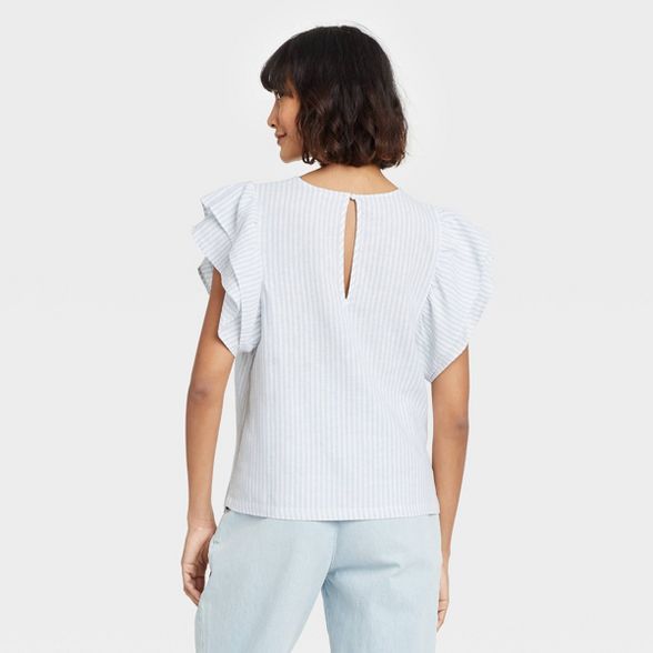 Women's Ruffle Short Sleeve Linen Top - A New Day™ | Target