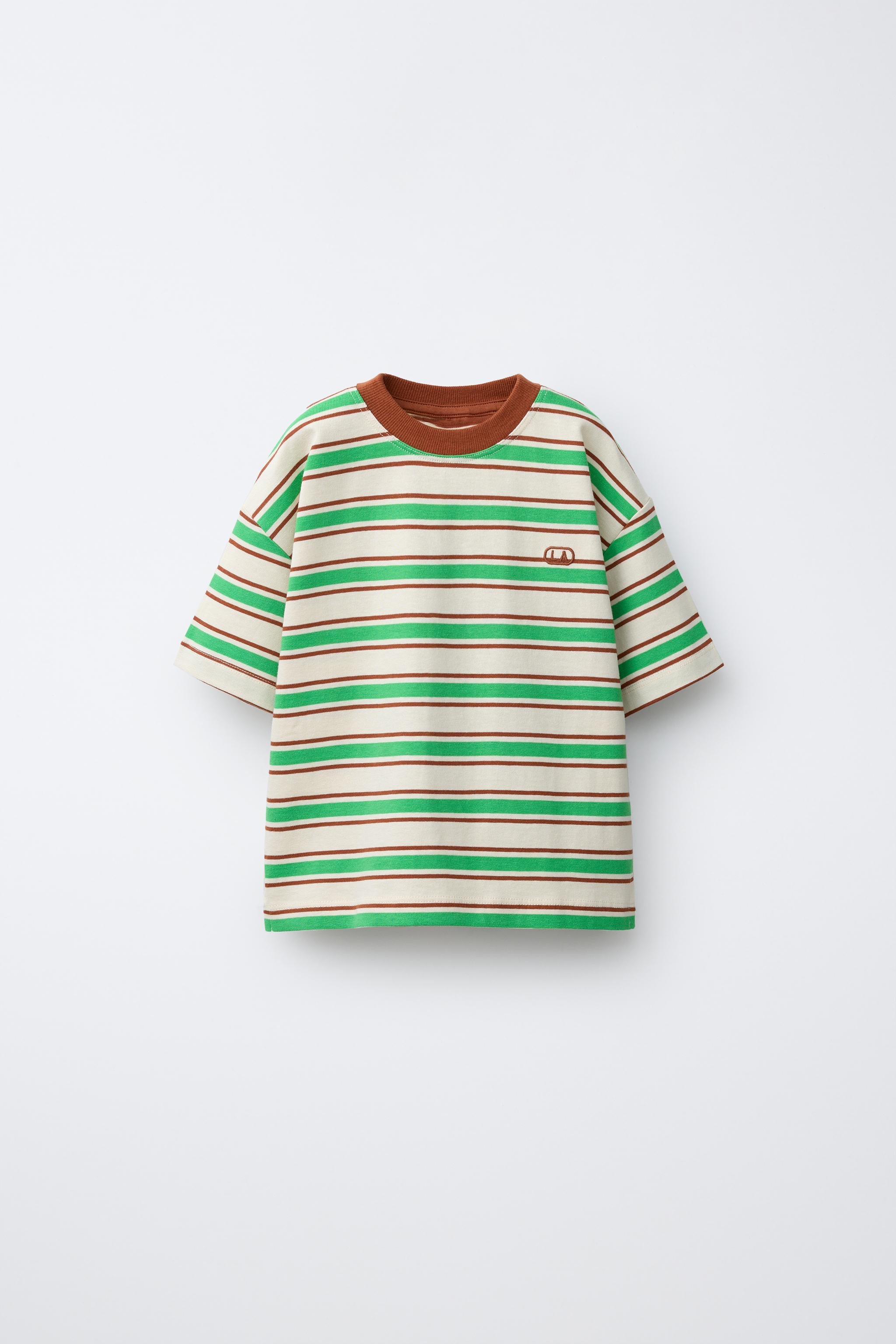 EMBROIDERED LOGO STRIPED T-SHIRT | Zara US