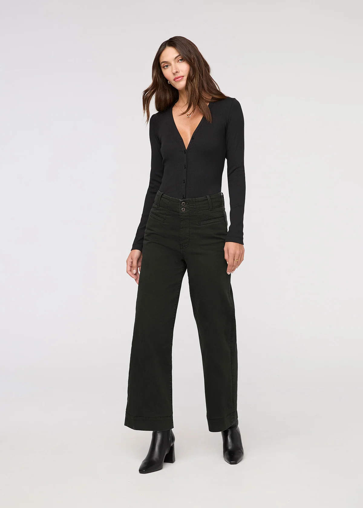 LuxTwill High Rise Trouser - Evergreen | DUER