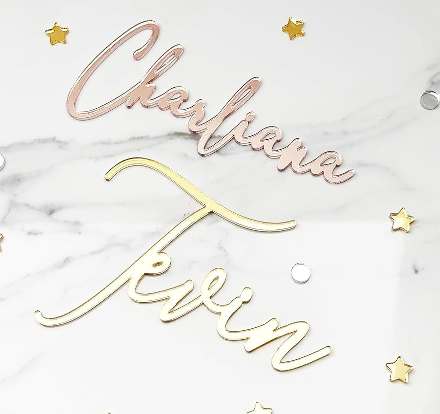 Custom Acrylic Cake Name Plaque | NEXT DAY SHIPPING | Made in the USA | Wedding Place Card | Gold... | Amazon (US)