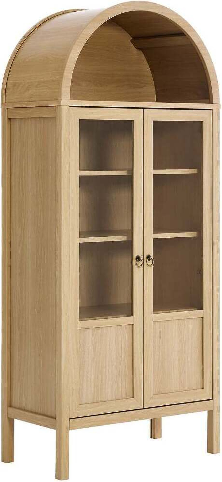 Tessa Arched Storage Tall Display Cabinet In Oak | 1stopbedrooms