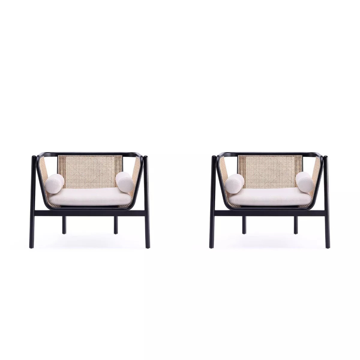 Set of 2 Versailles Accent Chairs Black/Cream - Manhattan Comfort | Target