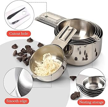 Bellemain One Piece Stainless Steel - Nesting measuring cups for Kitchen for Bakers, Dry - Ml & O... | Amazon (US)