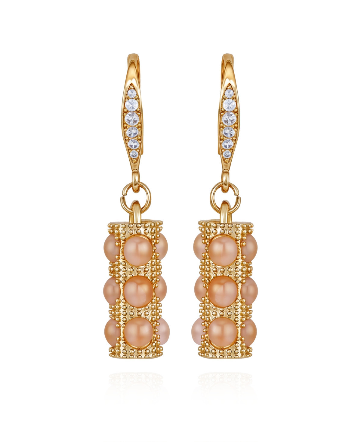 Guess Gold-Tone Rose Stone Lever-Back Drop Earrings - Gold | Macy's