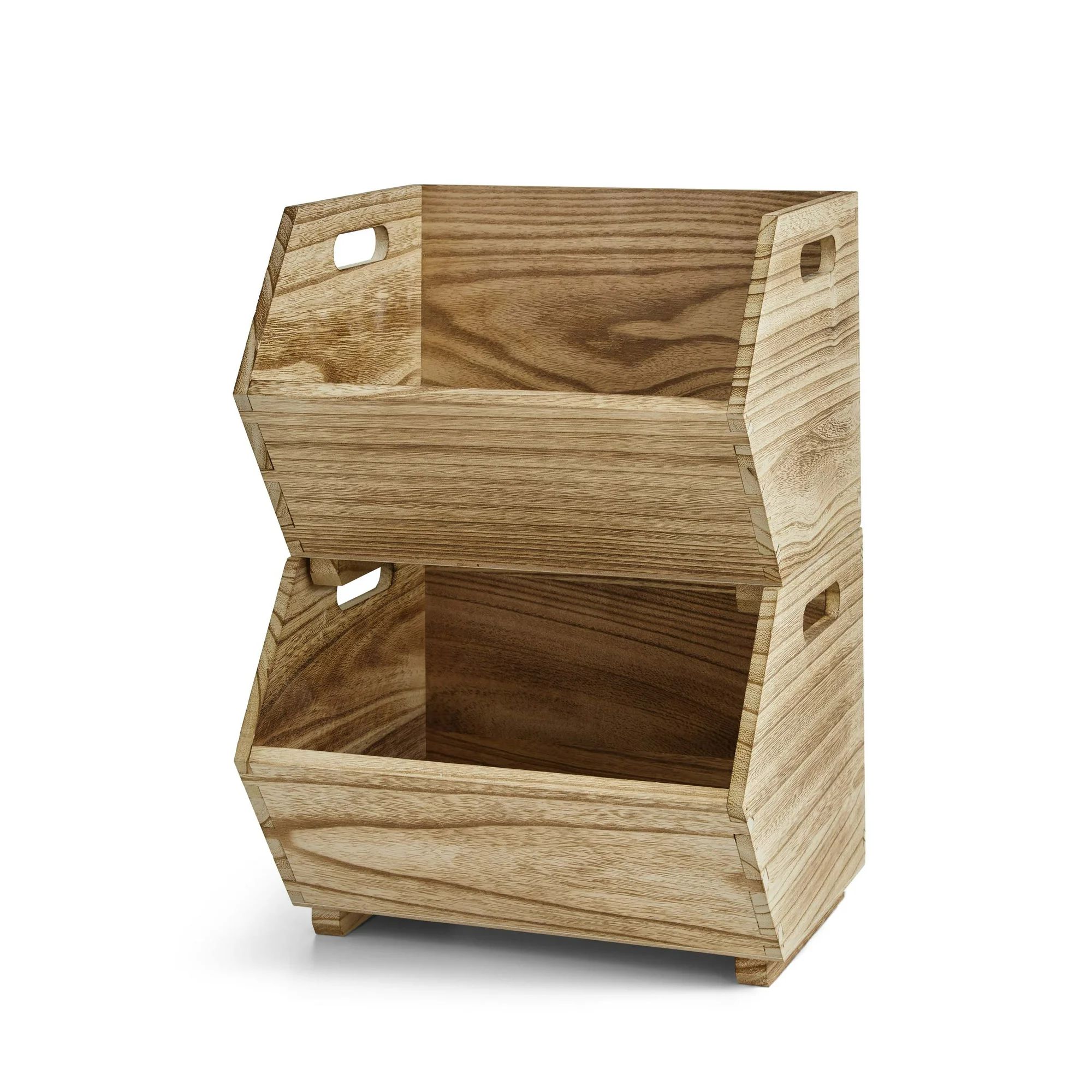 Better Homes & Gardens Adult Natural Wood Stacking Storage Bin Set 2-Piece | Walmart (US)