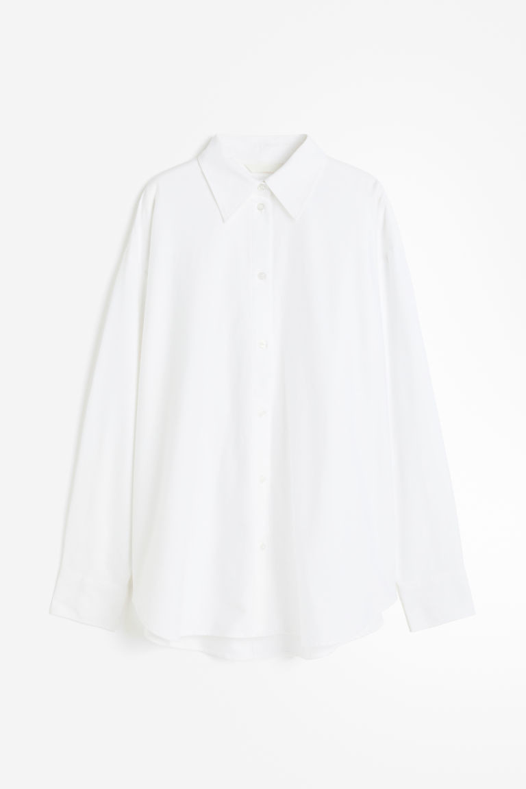 H & M - Oversized Oxford shirt - White | H&M (UK, MY, IN, SG, PH, TW, HK)